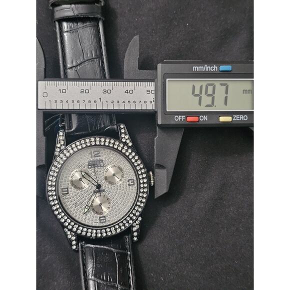 49.7mm Men\'s Quartz Analog Watch Silver Dial Black genuine Leather band main image 4